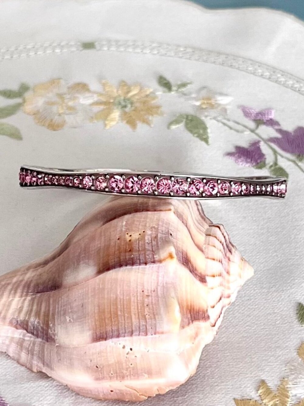 Brighton Light Hearted Rose Pink Crystal Bangle